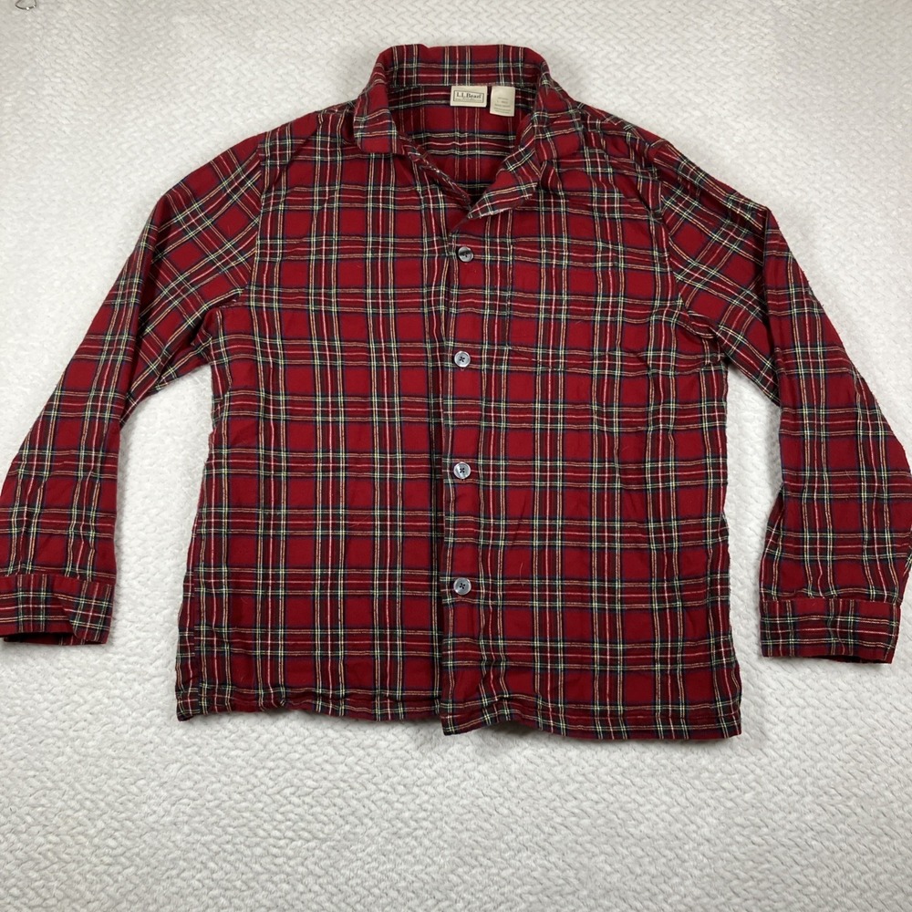 Vtg L.L. Bean Shirt Men's Large Red Plaid Button Up Y2K 2000's Grunge Outdoors